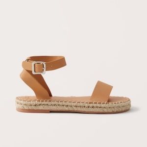 Tan Abercrombie skinny strap espadrille sandal